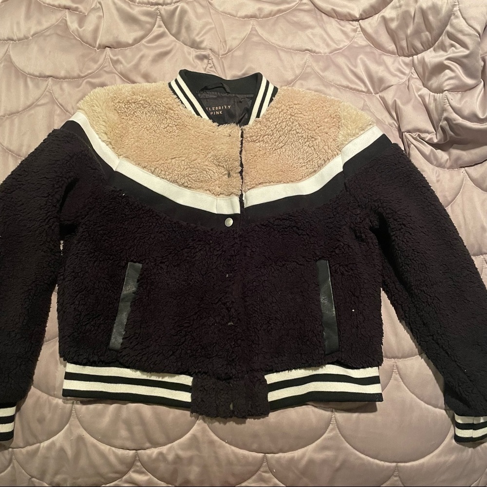 Fur motorcycle bomber jacket